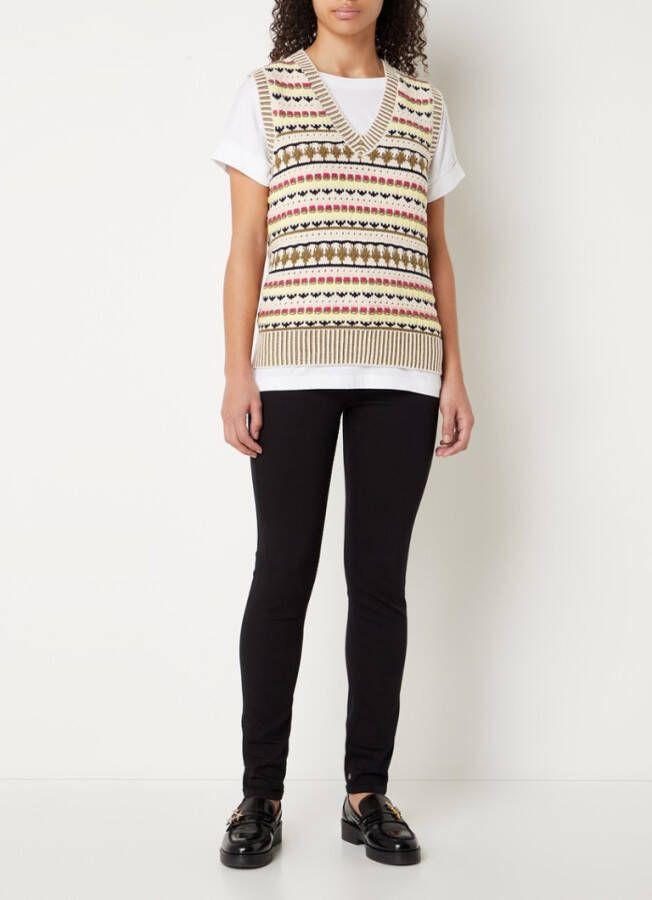 Scotch & Soda Grofgebreide spencer met V hals in streepprint