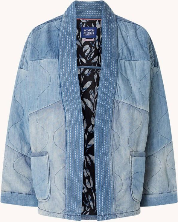 Scotch & Soda Doorgestikte jas van chambray in kimonostijl