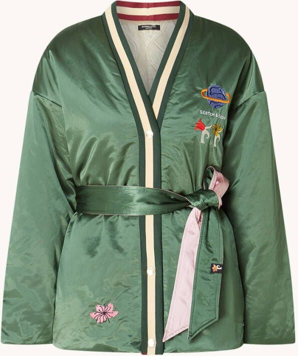 Scotch & Soda Omkeerbaar bomberjack in kimono stijl met borduursels