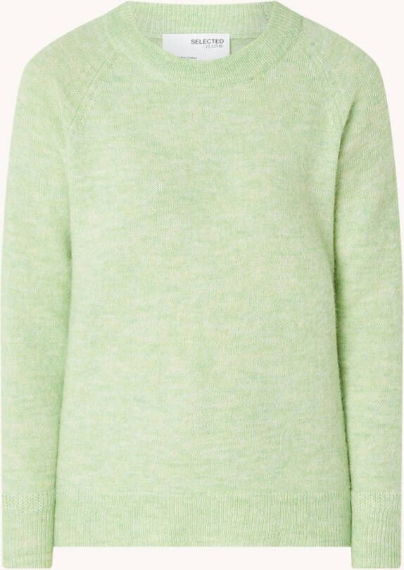 Selected Femme Lulu fijngebreide trui in wolblend met gemê, leerd dessin