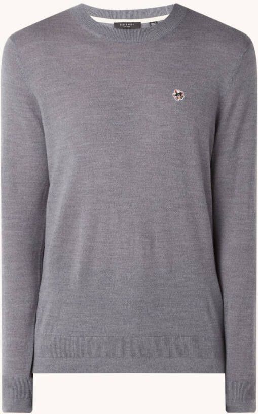 Ted Baker Cardiff fijngebreide pullover van wol met borduring