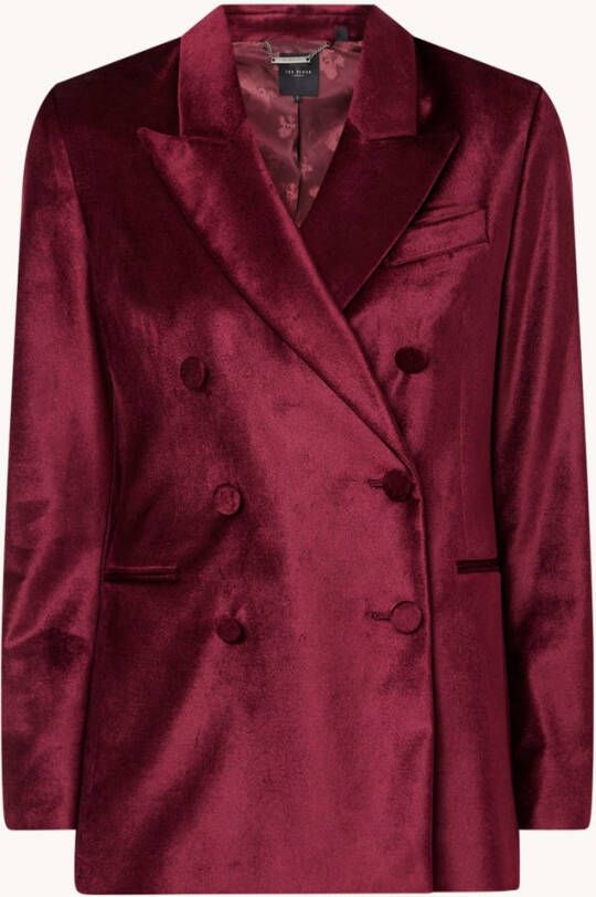 Ted Baker Demy double breasted blazer van fluweel met paspelzakken