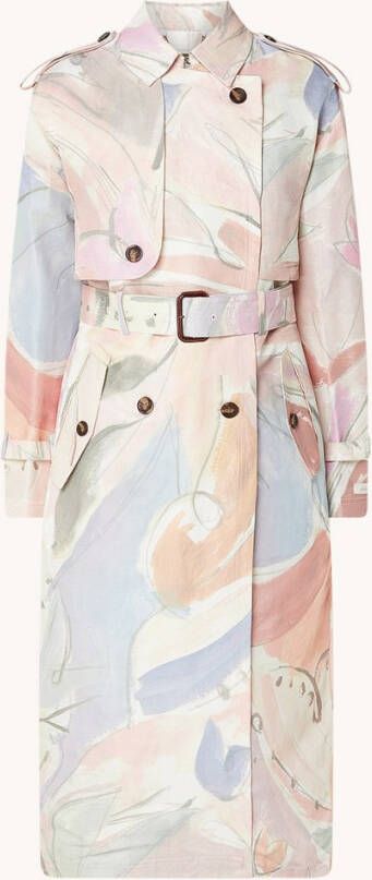 Ted Baker Double breasted trenchcoat in linnenblend met ceintuur