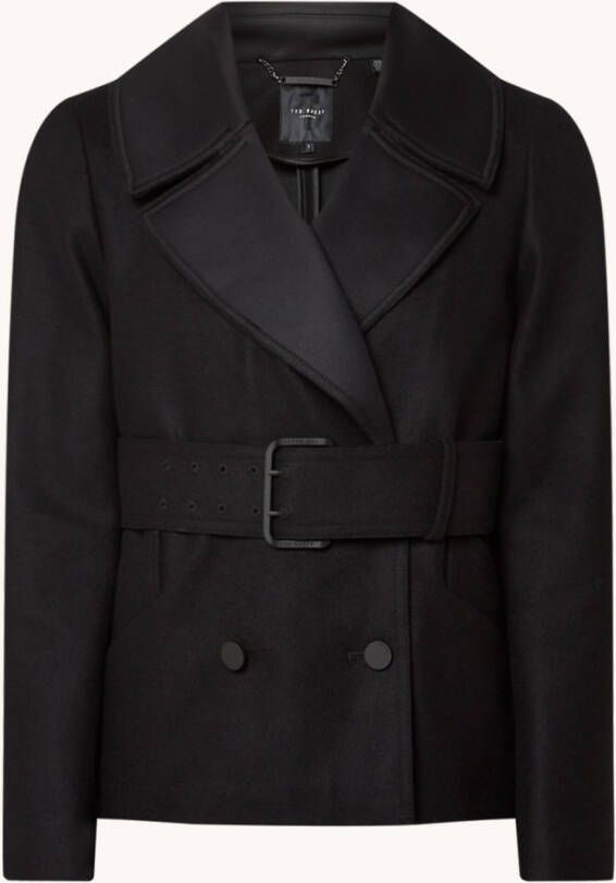 Ted Baker Hadleya double breasted jas in scheerwolblend met ceintuur