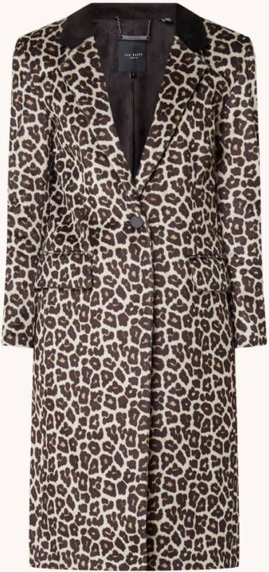 Ted Baker Leeroi mantel met panterprint en klepzakken