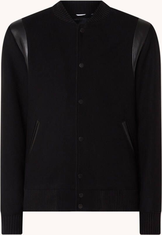 Ted Baker Dacre bomberjack in wolblend met contrast van schapenleer