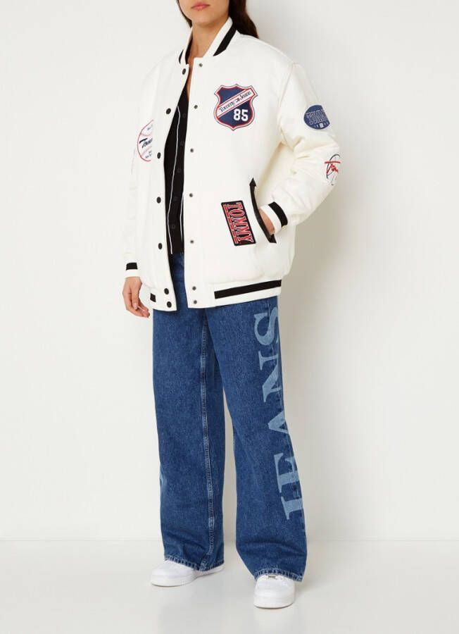 Tommy Hilfiger Gewatteerd baseball jack in wolblend met patches