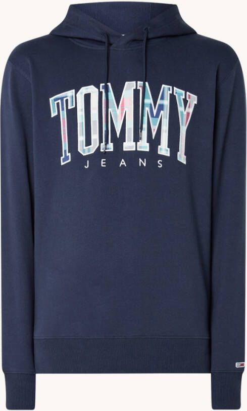 Tommy Hilfiger Regular fit hoodie met tartan logo applicatie
