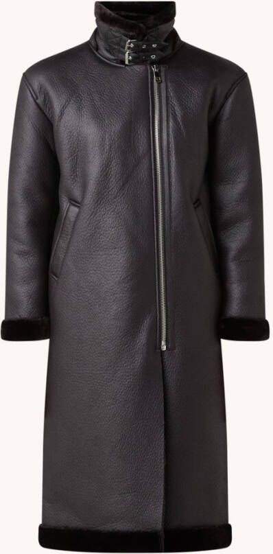 Whistles Longline lammy mantel van imitatieleer