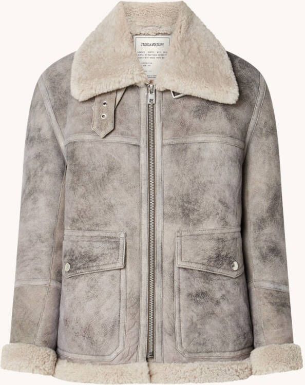 Zadig&Voltaire Kain lammy coat van lamsleer met opgestikte zakken