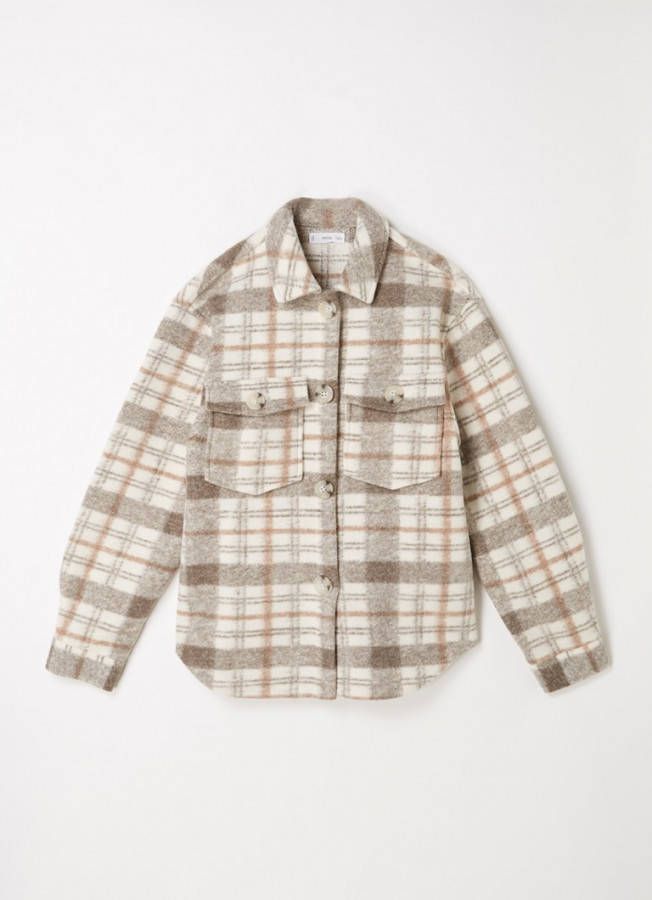 Mango Anna overshirt van fleece met ruitdessin