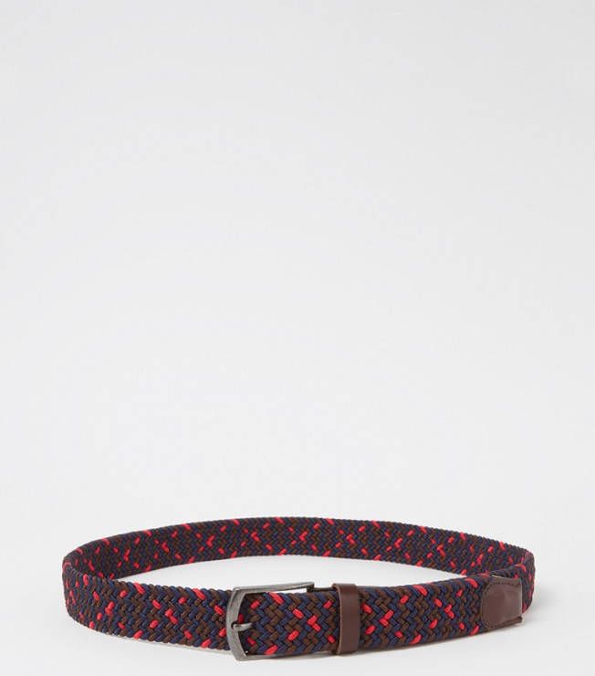 Mango Gevlochten riem met leren details