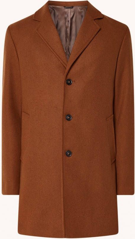 Mango Hake mantel in wolblend met steekzakken