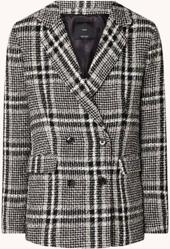 Mango Harry double breasted blazer met tweed look