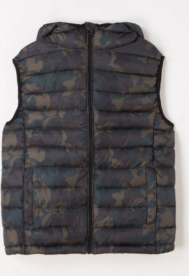 Mango Unico2c gewatteerde bodywarmer met camouflageprint