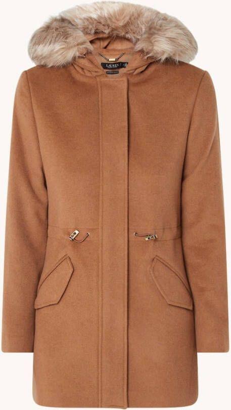 Ralph Lauren Jack in wolblend met afneembare imitatiebontkraag