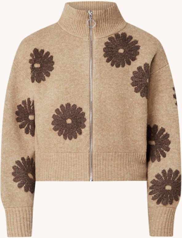 sandro Cropped fijngebreid vest in wolblend met bloemenprint