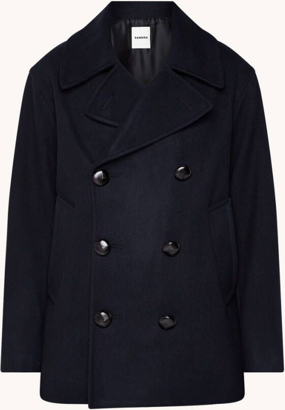 sandro Mantel in kasjmierblend met steekzakken