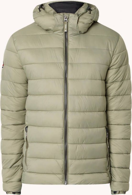 Superdry Winterjas fuji hooded classic puffer jacket khaki(m5011201a gwk ) online kopen