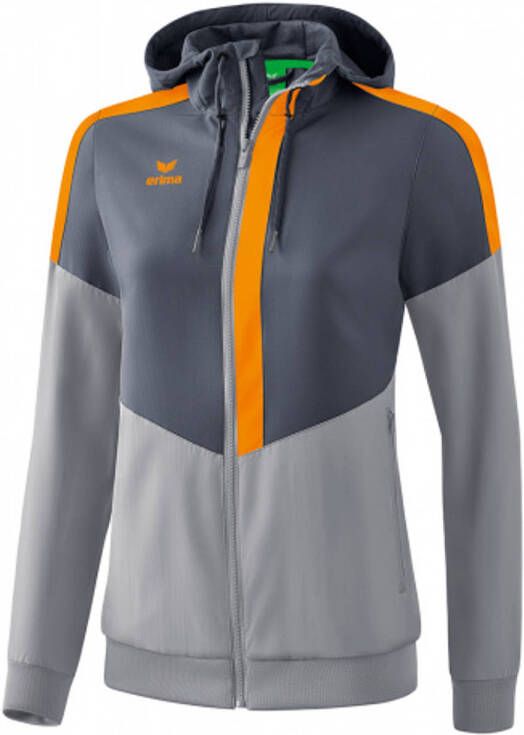 Erima Sportjack Squad Tracktop Dames Polyester Grijs/oranje Mt 38