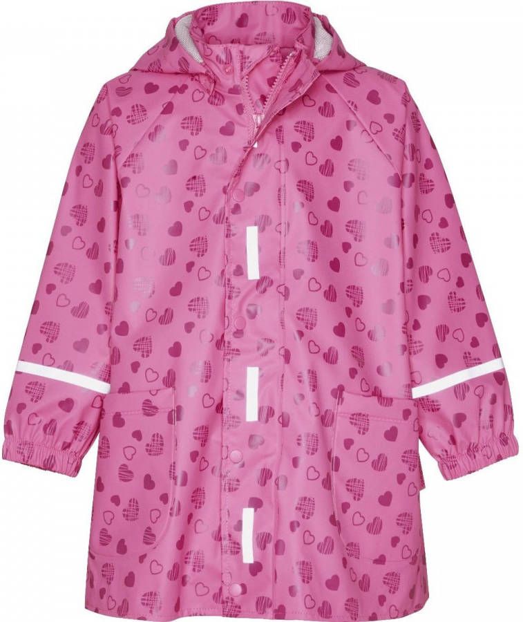 Playshoes regenjas Sweethearts met all over print roze/donkerroze