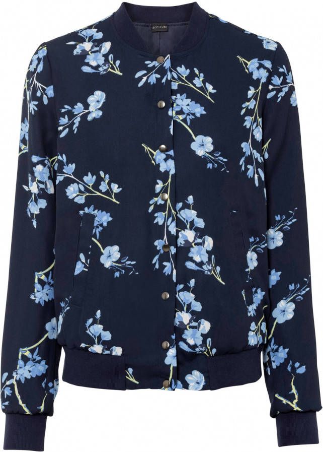 BODYFLIRT Bomber, donkerblauw/lichtblauw gebloemd, 100% polyester