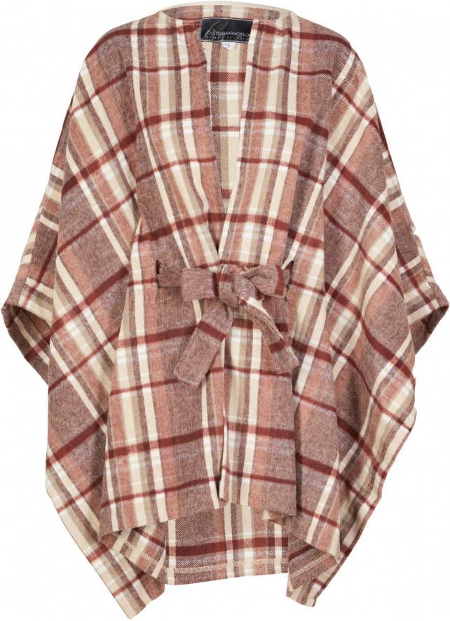 bonprix Geruite cape met franjes