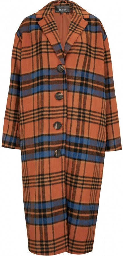 bonprix Gevoerde, lange jas in wollen look, geruit