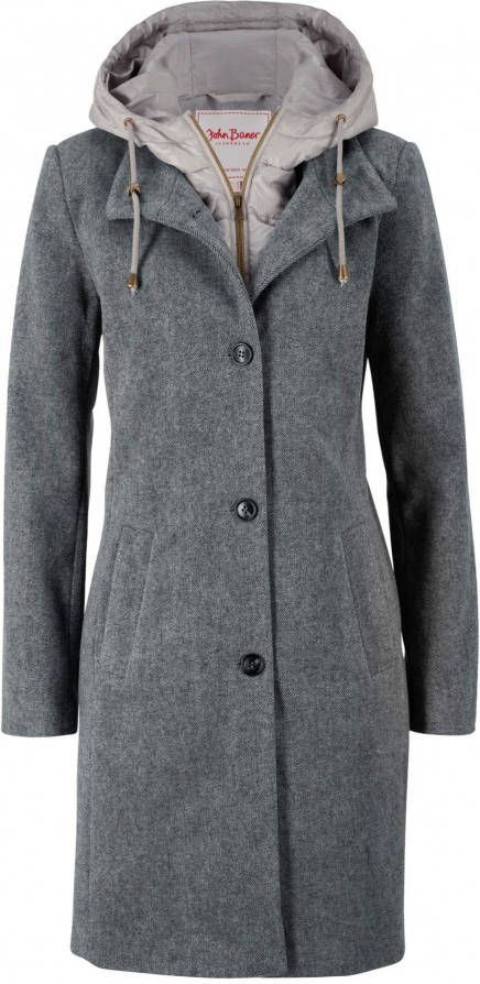 bonprix Korte coat met wol, layerlook
