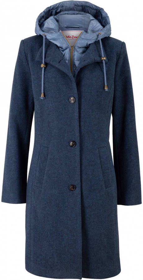 John Baner JEANSWEAR Korte coat met wol, layerlook, donkerblauw