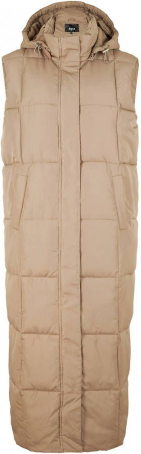 bonprix Lang gewatteerd vest van gerecycled polyester in maxilengte