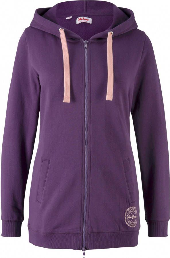 John Baner JEANSWEAR Lang sweatvest, donkerpaars, 60% katoen, 40% polyester