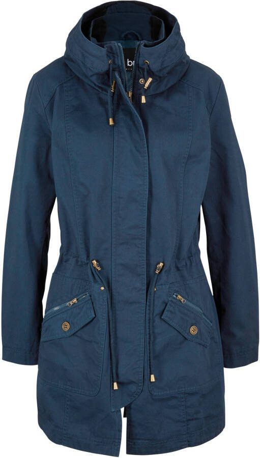 bonprix Korte, katoenen parka met opstaande kraag, getailleerd