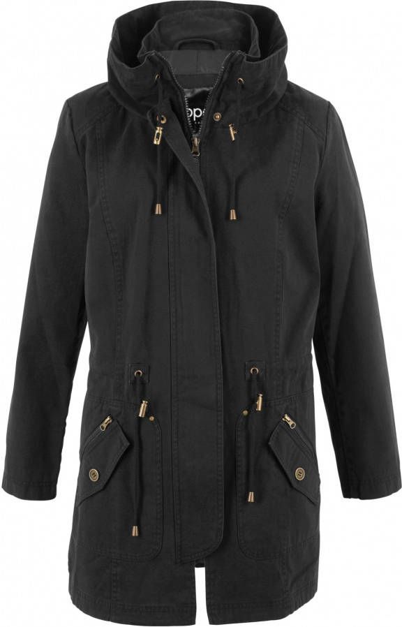 bonprix Korte, katoenen parka met opstaande kraag, getailleerd
