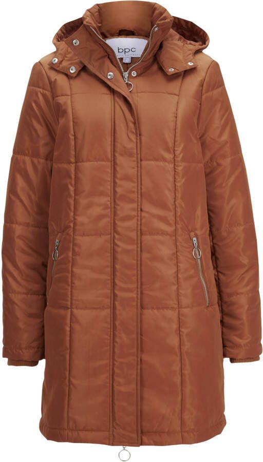 bpc bonprix collection Lange gewatteerde jas met capuchon, kastanjebruin