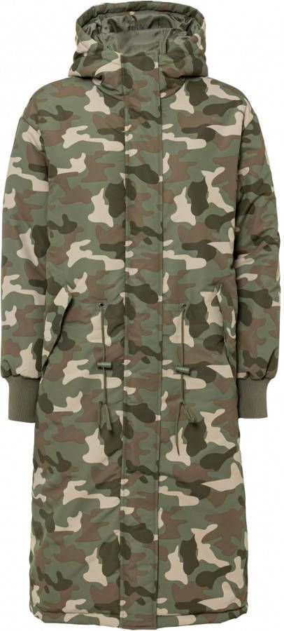 bonprix Lange winterjas met camouflageprint