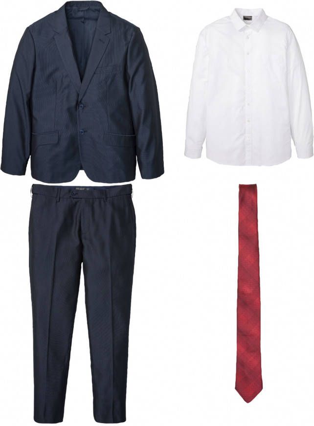 bonprix Pak(4 dlg. set) colbert, broek, overhemd, stropdas slim fit