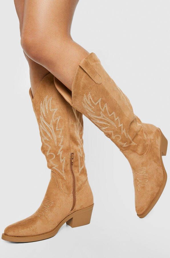 boohoo Cowboylaarzen Met Label, Beige