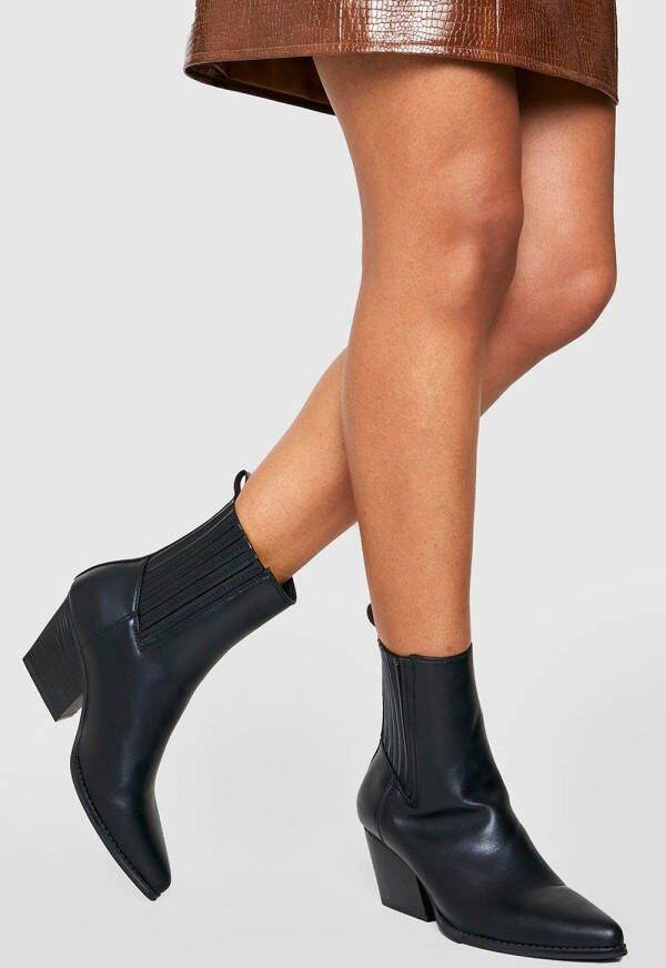 boohoo Cowboylaarzen Met Panelen, Black