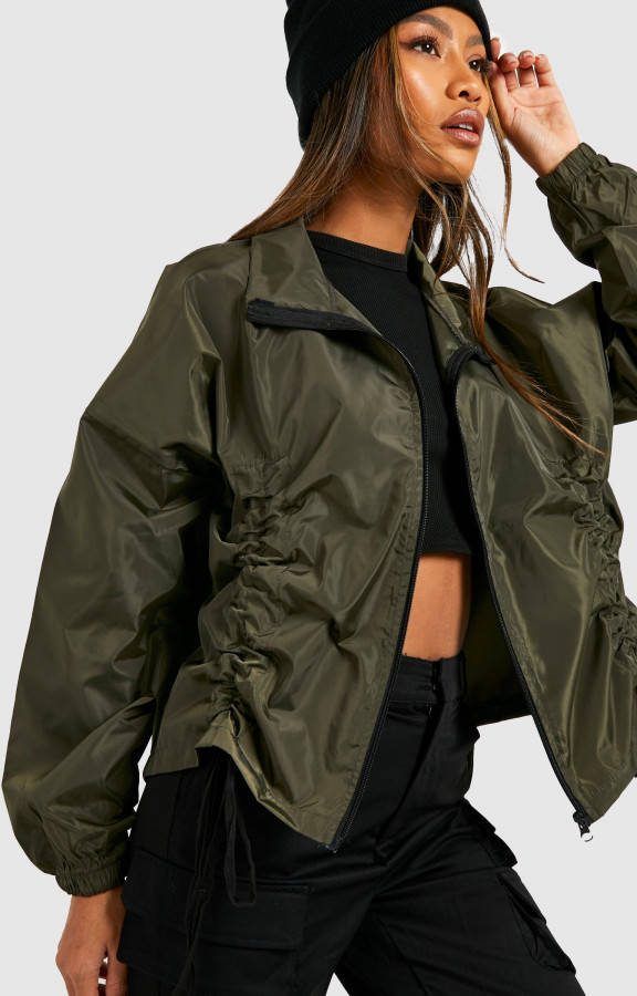 boohoo Geplooide Windbreaker Met Grote Mouwen, Khaki