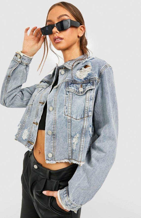 boohoo Gescheurde Cowboy Spijkerjas, Light Wash