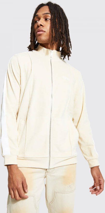 boohoo Gestreept Velours Trainngsjasje Met Biezen, Yellow