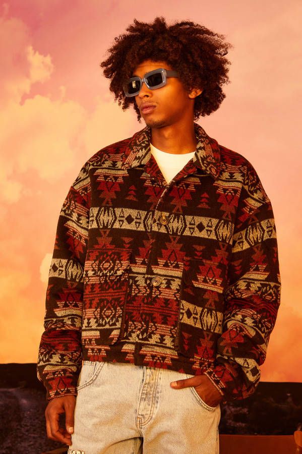 boohoo Gestreepte Geborstelde Boxy Trucker Jas, Multi