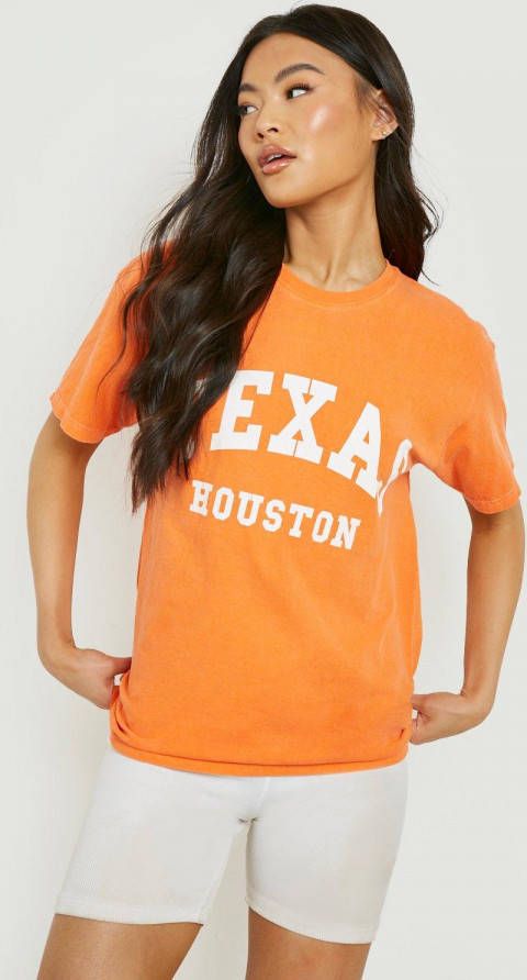 boohoo Neon Texas T Shirt Met Print, Orange