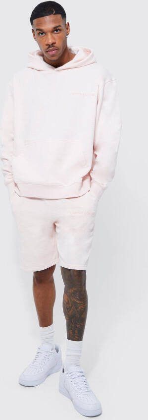 boohoo Oversized Dik Boxy Trainingspak Met Shorts, Dusty Pink