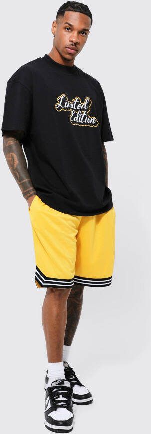 boohoo Oversized Limited T Shirt En Mesh Shorts Set, Yellow