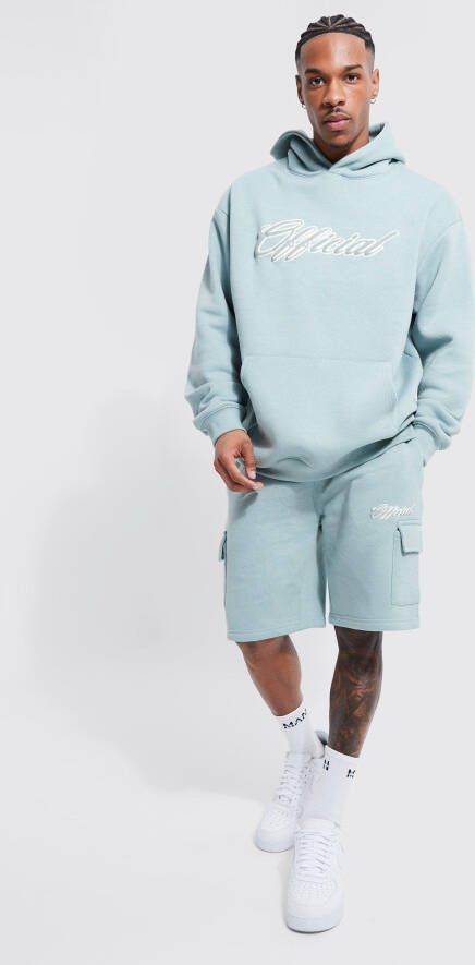 boohoo Oversized Official Cargo Trainingspak Met Shorts, Aqua