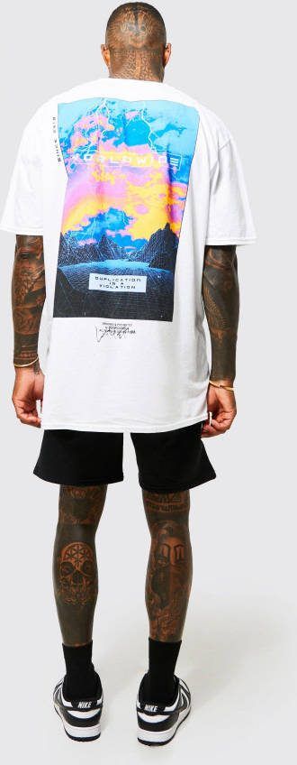boohoo Oversized T Shirt Met Rugopdruk En Shorts Set, White