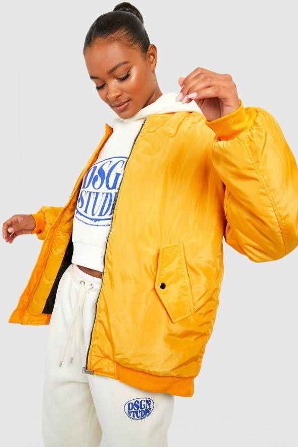 boohoo Tall Oversized Brooklyn Bomberjack, Mustard