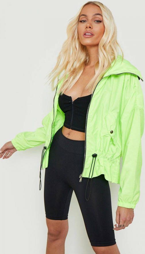 boohoo Windbreaker Met Taille Detail, Green